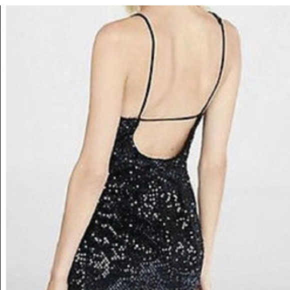 Express black Sequin night mini dress size XS - Picture 4 of 7